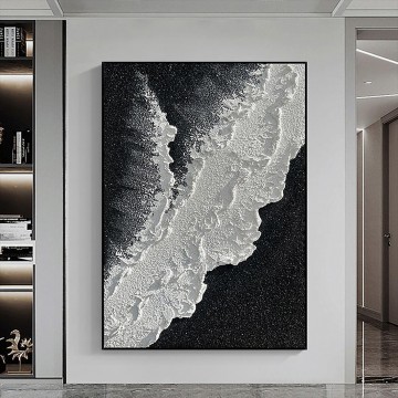 Schwarz weiß Werke - Schwarz weißer Strand Wellensand 03 Wanddekoration
